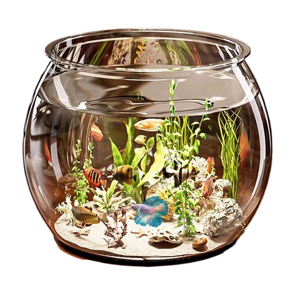 Round Fish Tank Transparent Round Ornamental Fish Tank Portable Small Fish Bowl Small Ornamental Home Decor for Ornamental Fish