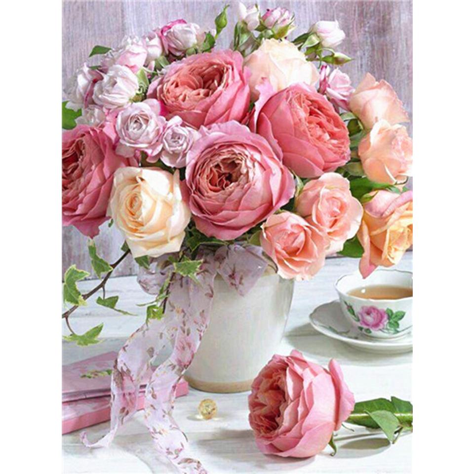 Painting Diy Diamond Flower 5d Vase Rhinestone Picture Full Diamond Embroidery Mosaic Gift Furniture Decoration Cross Stitch Kit