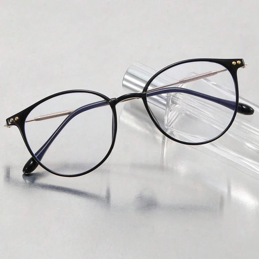 Fashion Anti-Blu Glasses Women Eyewear Retro Myopia Men Round Eyeglasses Frame Optical Computer Transparent Universal Glasses