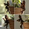 1 Pcs Angel Girl Hanging Cup Resin Decoration Fairy Combination Flower Basket Edge Decoration Garden Design Fairy Pot Huggers