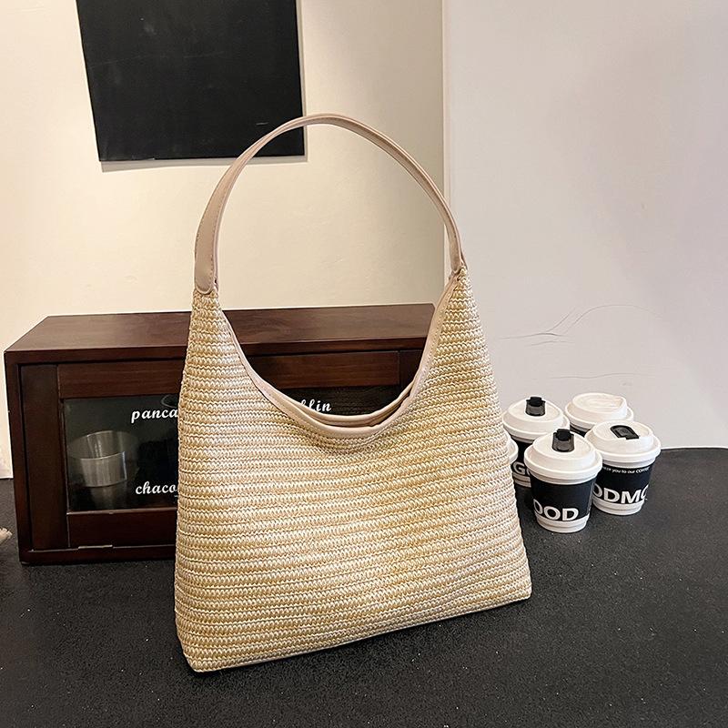 Сумка Dopamine в радужную полоску, летняя плетеная соломенная сумка, сумка через плечо, большая вместимость, пляжная сумка для подмышек
