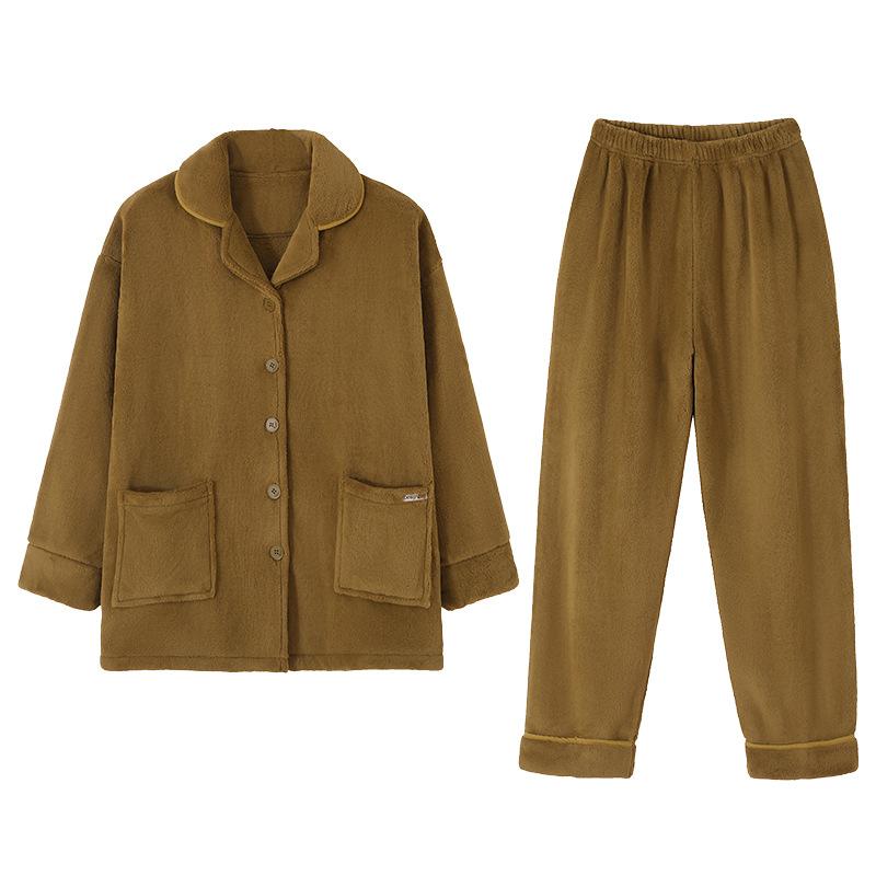 Пижама из кораллового флиса женская осенне-зимняя флисовая утолщенная фланелевая пушистая теплая домашняя одежда