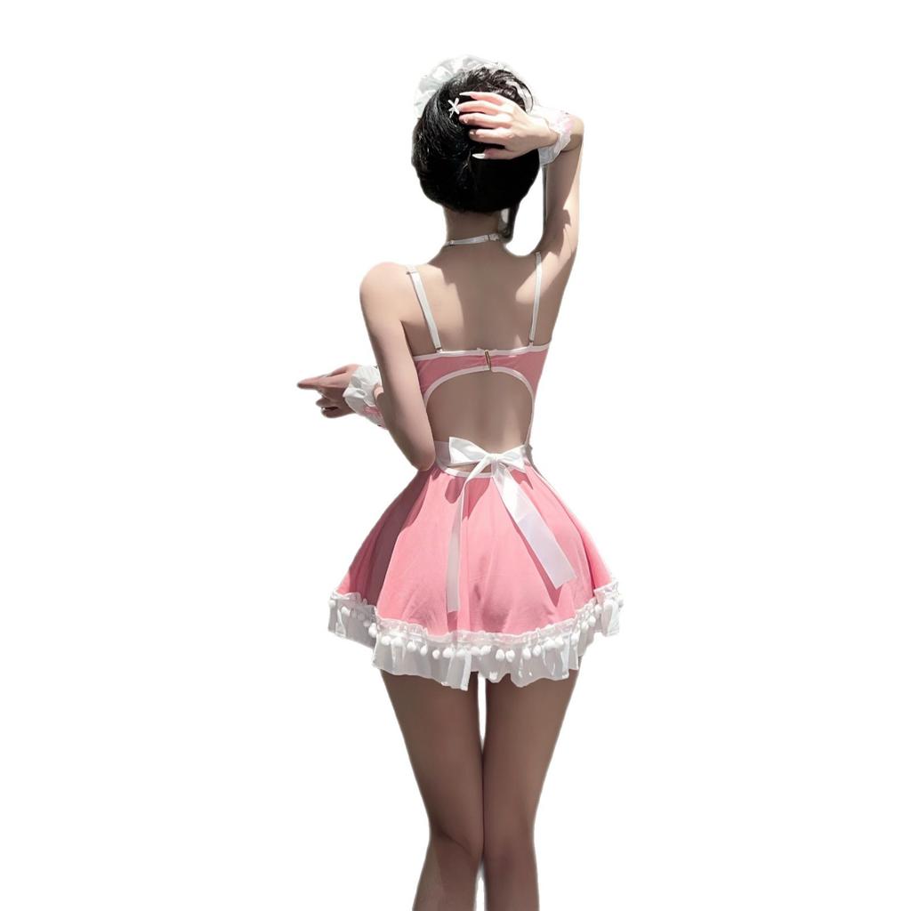 Sex Lingerie Sexy Pink Cute Maid Couple Bed Cosplay Maid