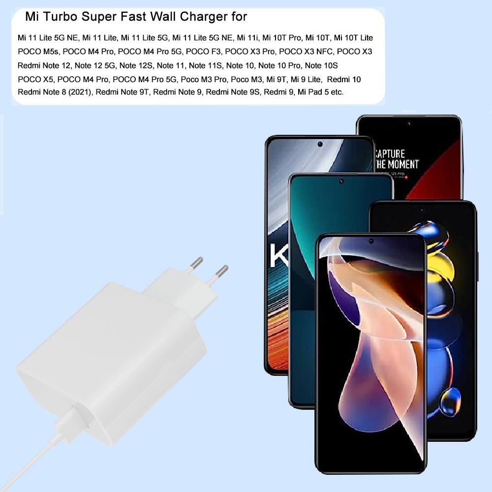 Турбо зарядное устройство для быстрой зарядки 33 Вт для Xiaomi 11 12 13 Source 6A Usb C кабель для POCO X5 X3 Pro F3 M3 Redmi Note 9 10 11 12 11s телефона