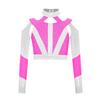 Girls Gymnastics Dance Top Long Sleeve Shiny Rhinestone Color Block Cross Back Cutout Crop Top