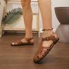 New Flat-soled Sandals Summer Large-size Retro Woven Shoes Thick-soled Bag Head Rear Empty Sandals Women's Soft Sole