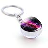 Sun Earth Double Side Glass Ball Nebula Moon Keychain Solar System Planet Keyring Luminous