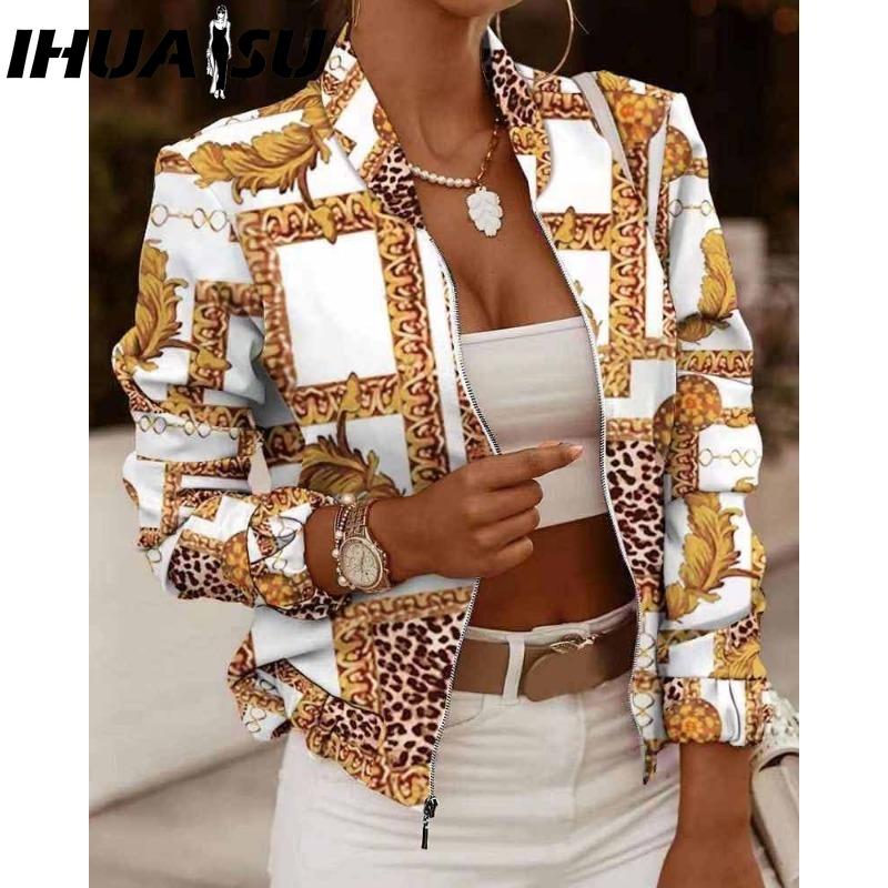 IHUASU Осенний кардиган с длинными рукавами на молнии, декорированное пальто, маленькие куртки и пальто