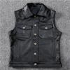First Layer Cowhide Leather Vest Men's Locomotive Short Slim-fitting Vest