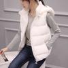 Women Winter Cotton Coat Hooded Neck Protection Thickened Padded Detachable Hood Short Type Windproof Zipper Pocket Zip-up Waistcoat
