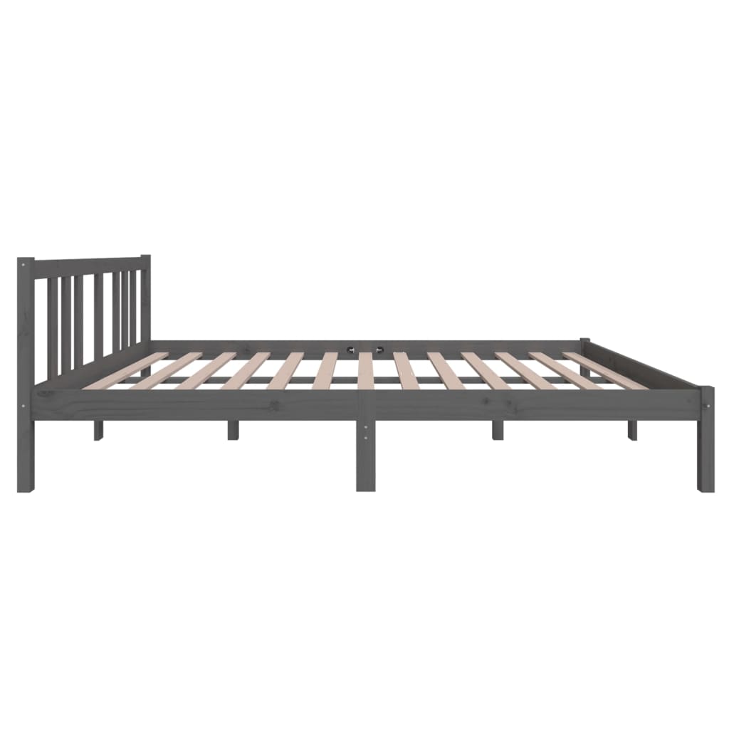 Vidaxl Rama Łóżka, Szara, Lite Drewno, 140 X 200 Cm
