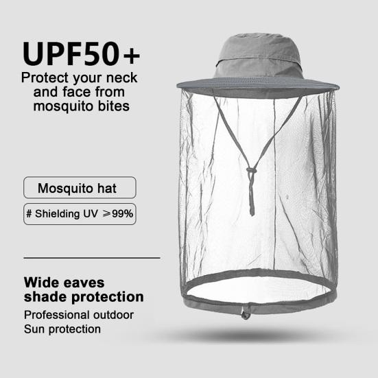 Шляпа с москитной сеткой для мужчин и женщин с широкими полями, защита от солнца, панама с вуалью, защита от насекомых для рыбалки, пешего туризма