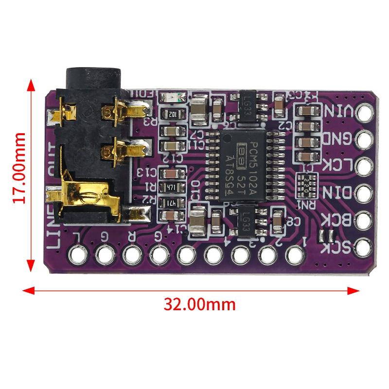 1 Комплект Pcm5102 Интерфейс I2S ЦАП Декодер Плеер Модуль Для Raspberry Pi Формат Phat Плата Цифровой Аудио Плата