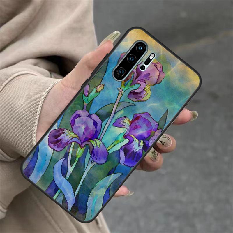 Чехол-картина 'Ирисы' для Huawei Nova 9 SE 10 5T 11i 8i 7i 3i Y61 Y91 Y60 Y70 Y90 P20 P40 Lite P30 Pro