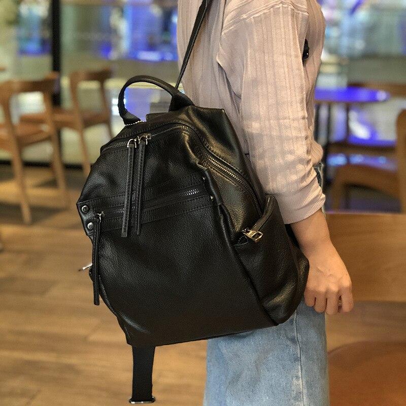 Johnature Высококачественная сумка на плечо из натуральной кожи, женский рюкзак, винтажный рюкзак большой емкости из мягкой яловой кожи, дорожный рюкзак