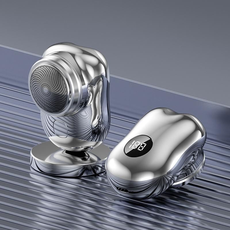 Светодиодная электрическая бритва, перезаряжаемая, маленькая, стальная, мужская, плавающая, с ножевой головкой, мини-бритва, нож для бороды