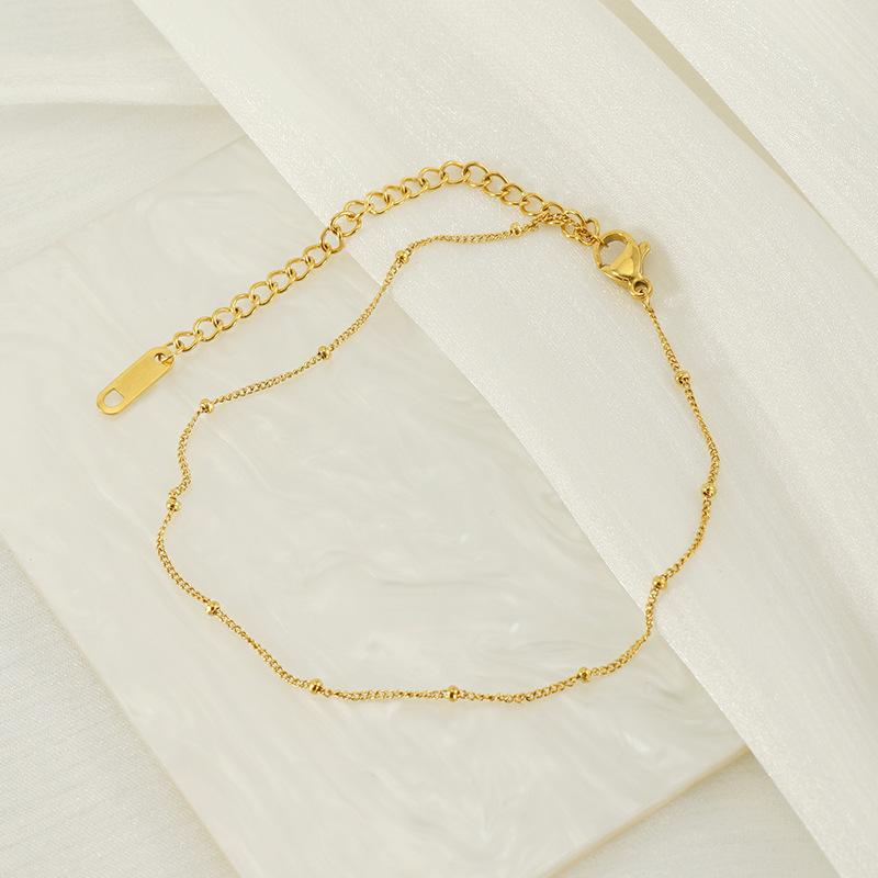 Французский женский новый браслет на щиколотку из титановой стали из нержавеющей стали модный золотой браслет на щиколотку с боковой застежкой из бисера и цепочкой ювелирные изделия