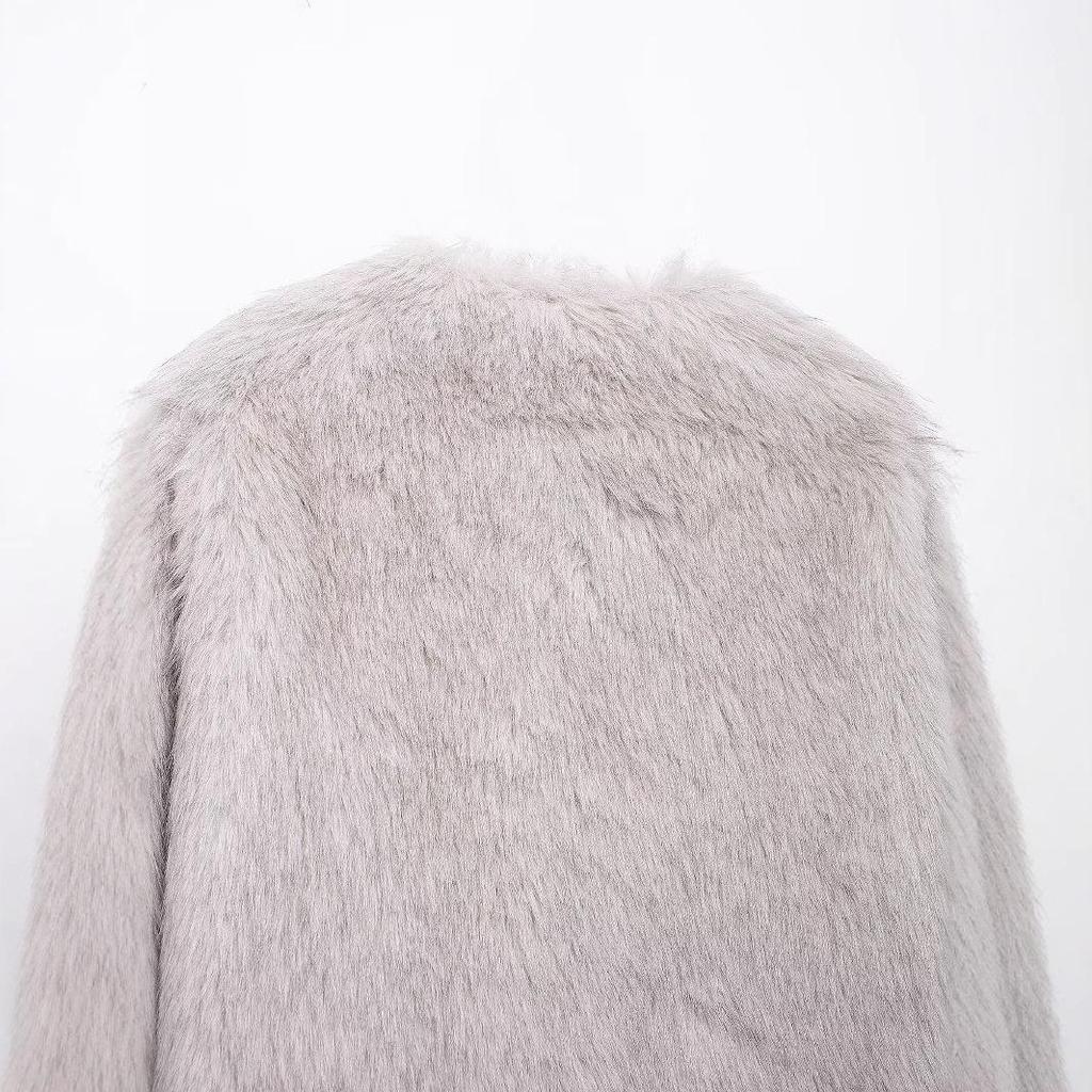 2024 Осень Женская Куртка-Пальто из Искусственного Меха в Европейском и Американском Стиле