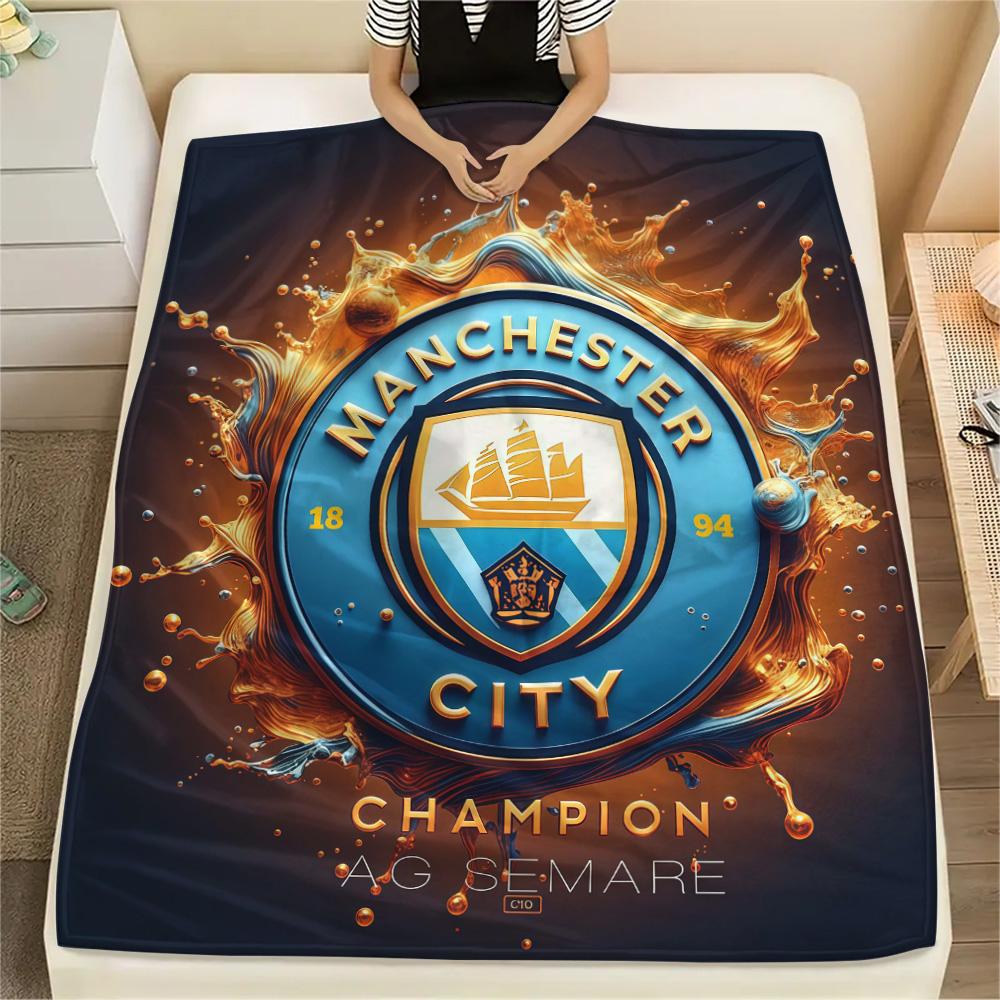 MCFC Print FlAannel Blanket, High quality Comfortable for All Seasons, Home Decor, Warmth and Comfort
