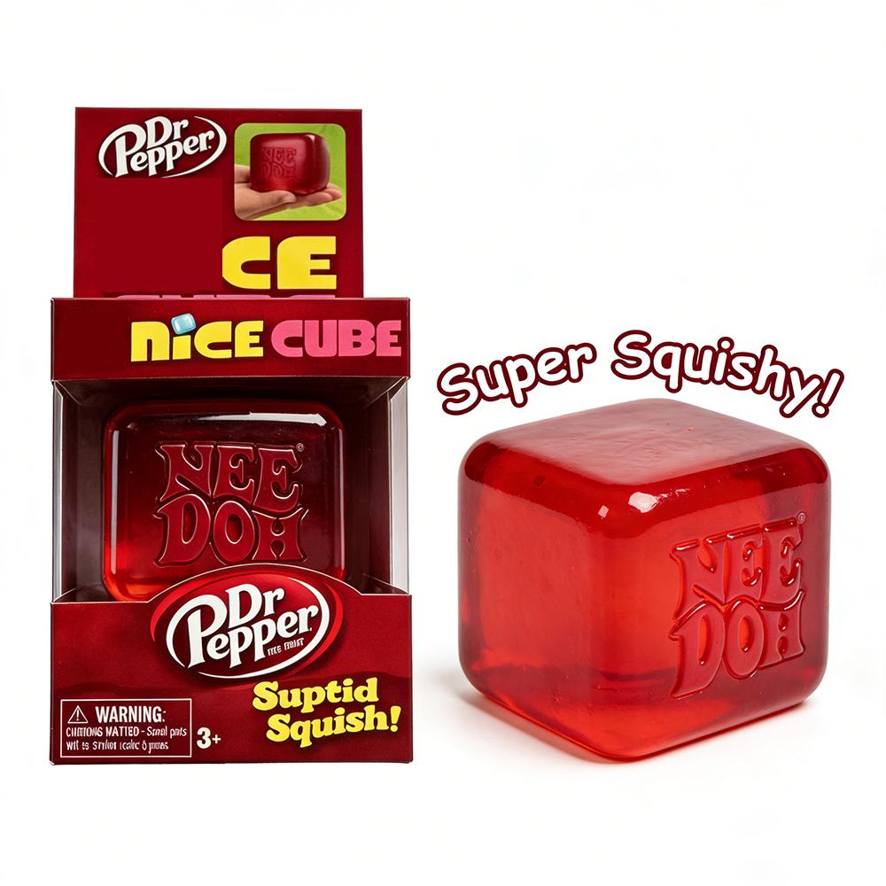 Dr Pepper X Needoh Nice Cube Сквиши Игрушка для снятия стресса, Мягкий кубик-фиджет для сжатия для детей и взрослых, Сенсорная игрушка для снятия тревожности