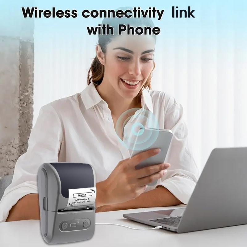 Портативный термопринтер этикеток с Bluetooth-совместимостью для малого бизнеса, кухонных принадлежностей, офисных товаров и поделок