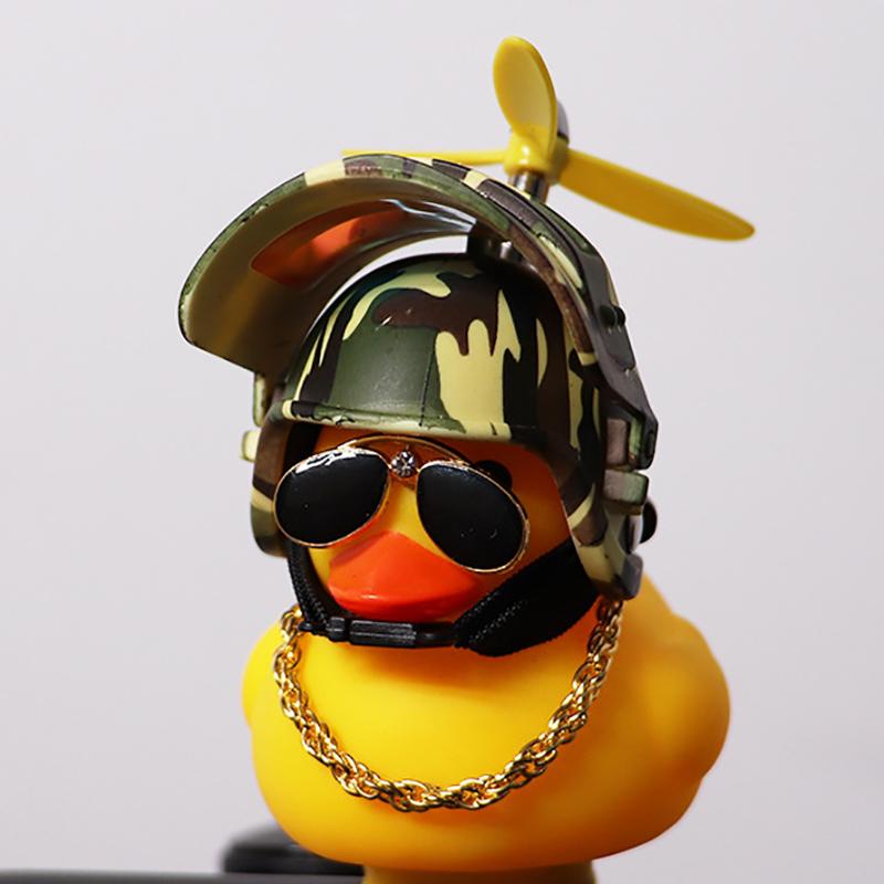Motor Accessories Yellow Duck with Helmet for Bike Without Lights Auto Car Accessories Duck In The Car Car Interior Decoration