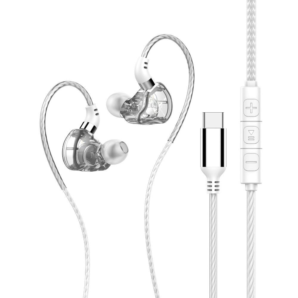 Bass Stereo Type C Wired Earphone HiFi Wired Headset Handsfree Noice Cancelling Earbuds Music
