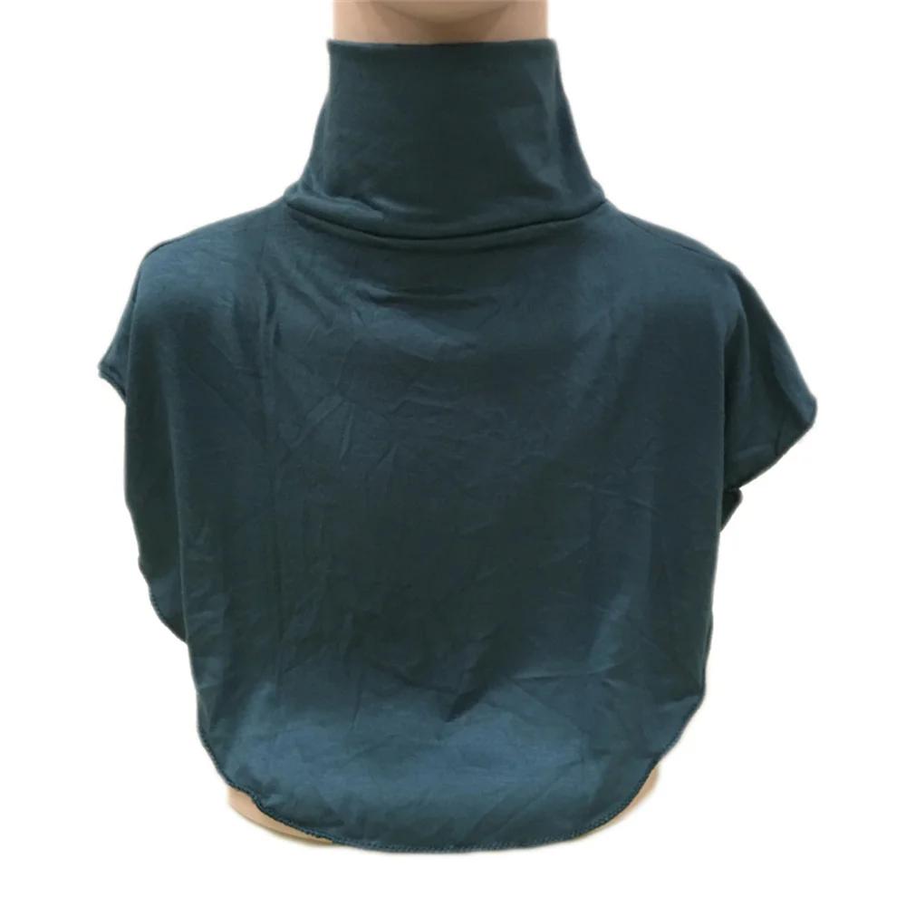 New Womens Muslim Modal Fake False Collar Islamic Hijab Extensions Turtleneck High Neck Cover Warmer Bright Solid Color Half Top
