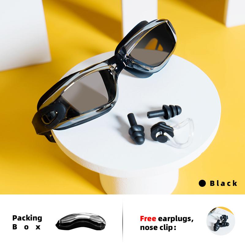 Профессиональные очки для плавания с берушами, зажимом для носа, гальванопокрытием, водонепроницаемые, силикон, для взрослых