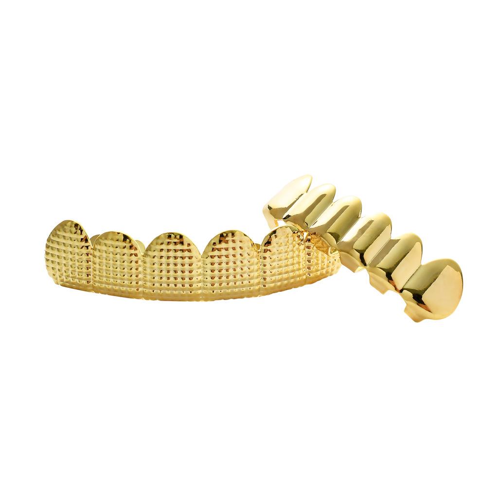 Gold Plated Hip-hop Grillz with Textured Mesh Design for Artists