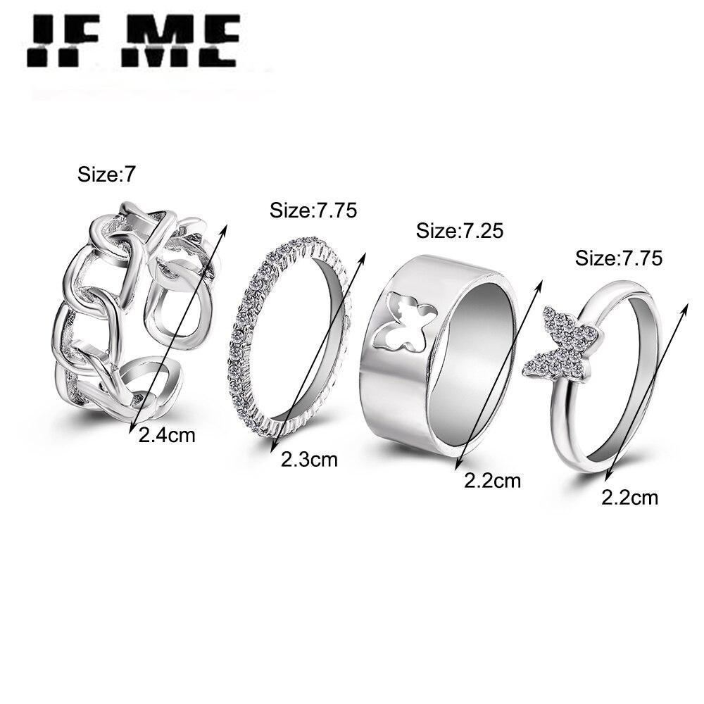 iF ME 4 шт., модное серебряное кольцо в стиле панк с бабочкой для влюбленных, пар, женщин и мужчин, полые кольца с животными, подарки на годовщину, ювелирные изделия