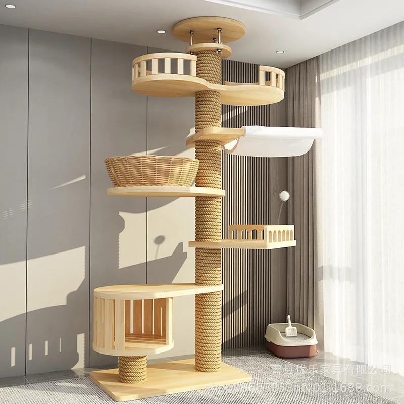 Роскошная лазалка Домик Кошка Деревья Игровая площадка Большая деревянная вилла Кошачья когтеточка Интерактивные аксессуары для домашних животных