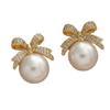 Jewelry Accessories Bow Pearl Ear Studs Light Luxury Bow Pearl Ear Hook Bow Pearl Earrings  Gifts