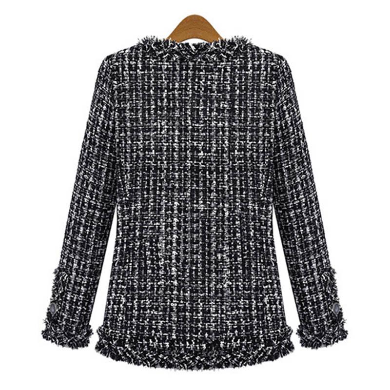 MAITA New Women's Jacket Black and White Check Tweed Plus Size