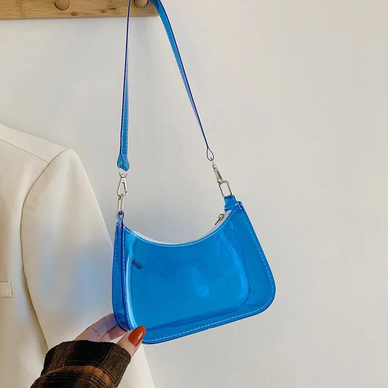 Прозрачная винтажная сумка через плечо для женщин, модная мини-сумка через плечо из ПВХ-желе, сумка через плечо