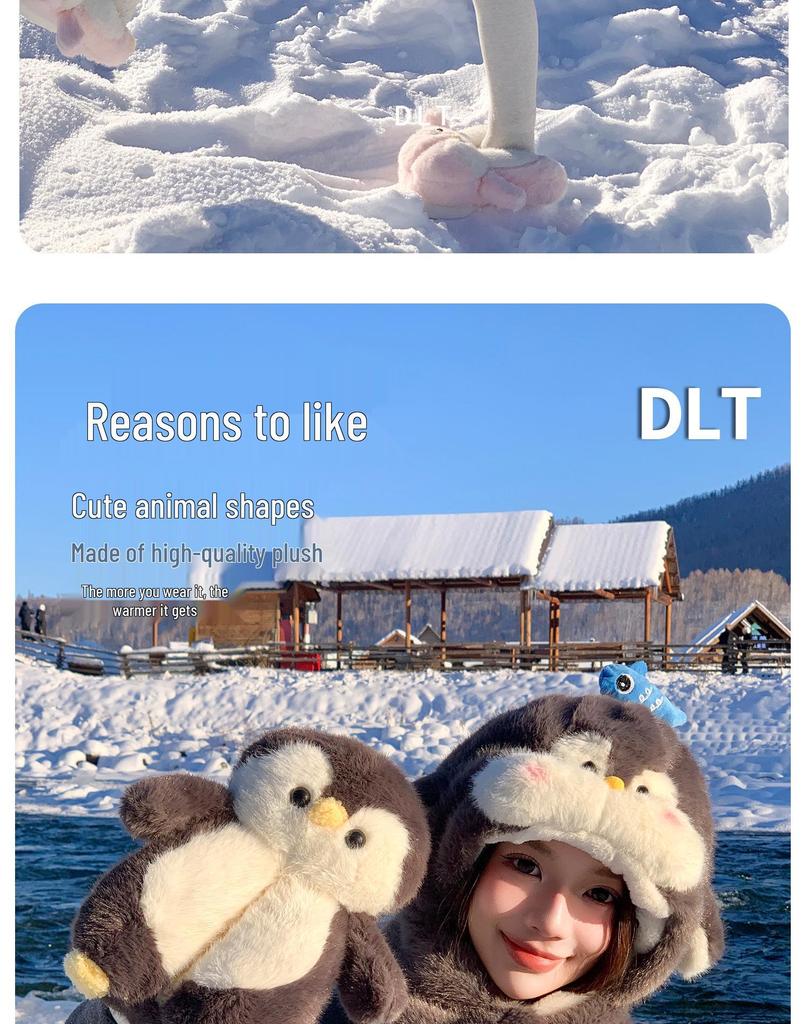 Пингвин Хлопковые Плюшевые Нескользящие Домашние Тапочки для Детей и Пар - Теплые, Милые, Утолщенные