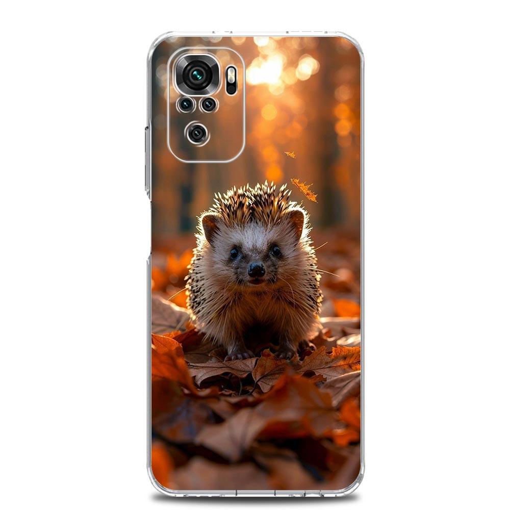 Phone Case For Xiaomi Redmi Note 14 13 12 4G 9S 9 10 11 Pro Plus 5G 14C 13C 12C 10C 9A Clear Soft TPU Cover Cute Little Hedgehog