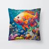 Colorful Fish Cartoon Marine Life Peach Skin Sofa Pillow Car Cushion Cover