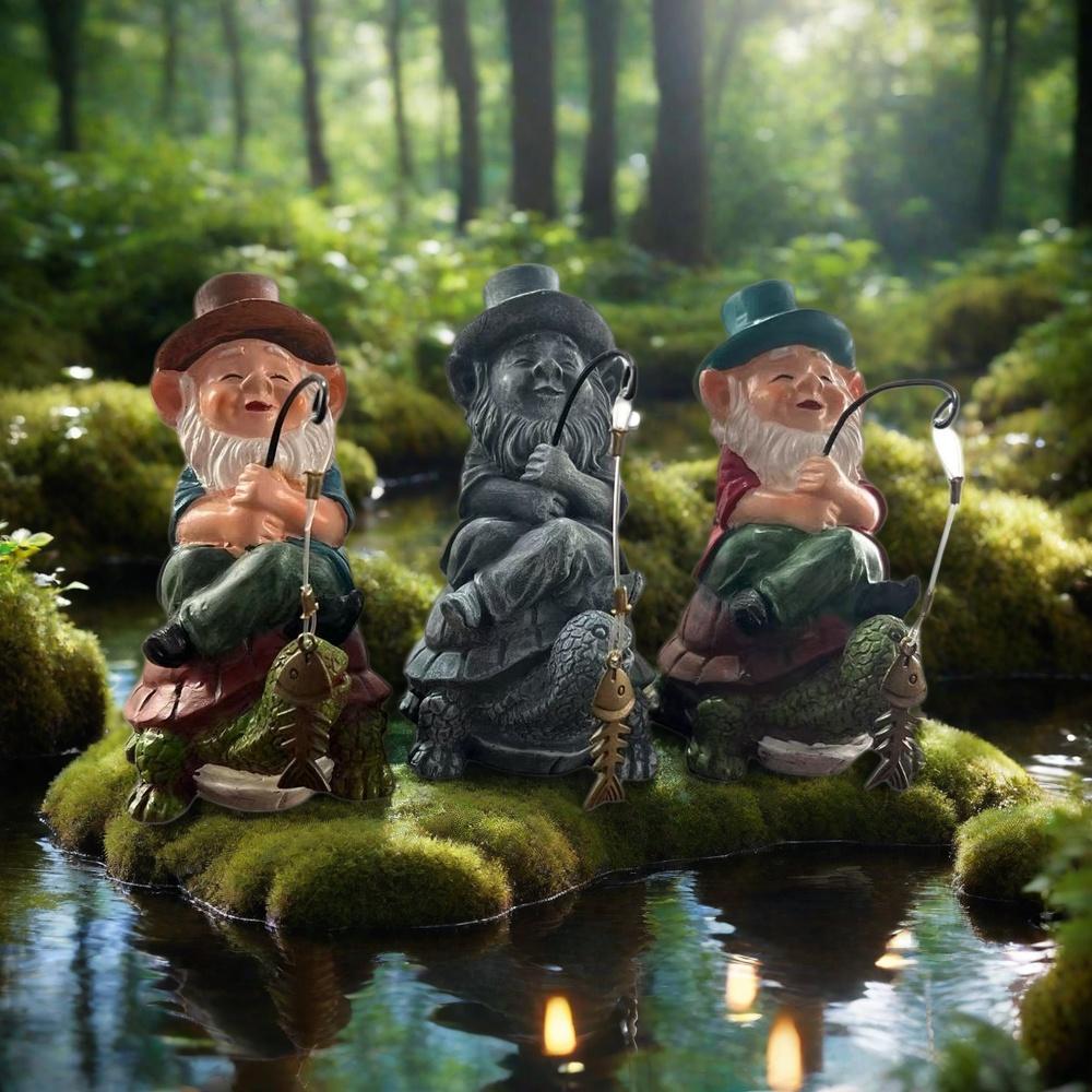 Creative Cute Elf Dwarf Fishing Ornament Resin Garden Fish Tank Decor Outdoor Courtyard Craft