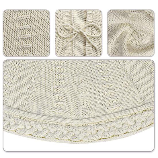 Юбка для рождественской елки, красно-белая юбка для елки, вязаная толстая деревенская рождественская елка, украшение для зимнего праздника, коврик для елки