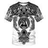 Футболки с рисунком татуировки викинга 3D-принт сублимационная футболка для мужчин летняя смешная рубашка с коротким рукавом и круглым вырезом