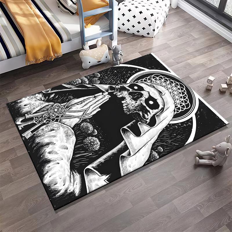 Mysterious Skull Art Rug Non-slip rug suitable for living room and bedroom sofas