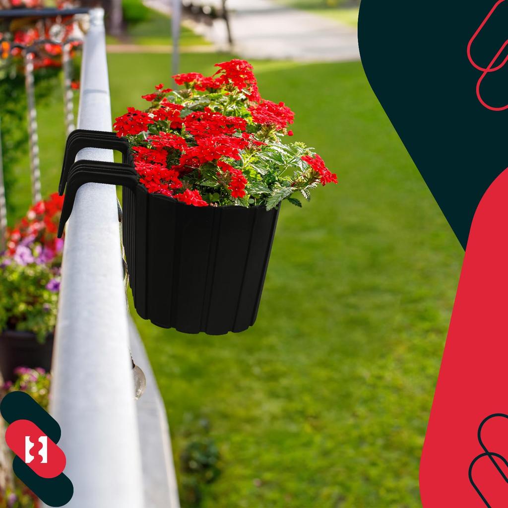 Balcony Box Flowerpot For Balustrade Oval Rustic Anthracite 400 Mm