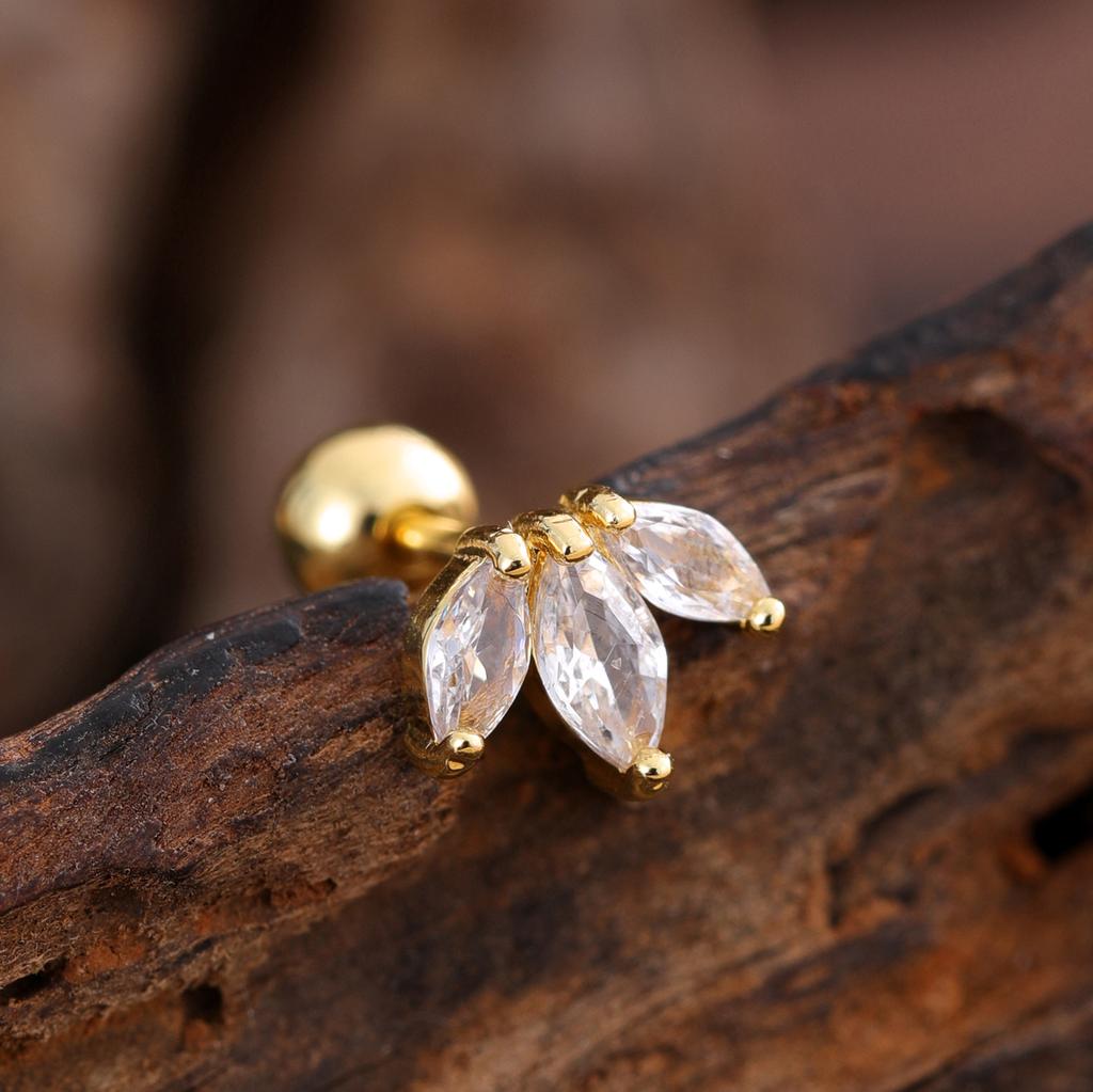 10 шт./набор 20G Золотая серьга-пирсинг хряща уха с CZ, серьга-пирсинг трагуса, дизайн медведя и паука, кольца-гвоздики для хеликса, пирсинг конч уха, ювелирные изделия из стали 316L