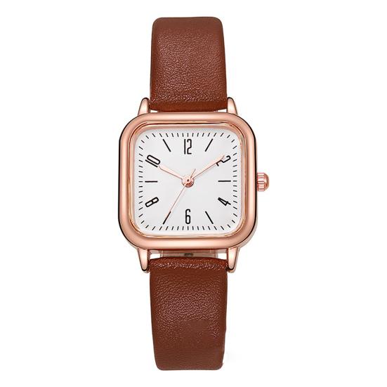 Women Quartz Watch Square Dial Faux Leather Strap Ladies Casual Business Formal Dress Wristwatch Fashion Jewelry Accessory Birthday Gift