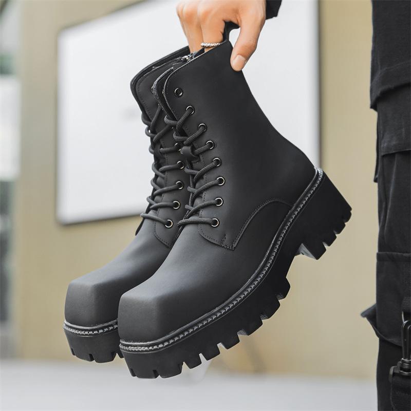 Ботинки Square Martin, высокие уличные ботинки с боковой молнией, высокие ботинки Chelsea, ботинки для велоспорта 1906-J