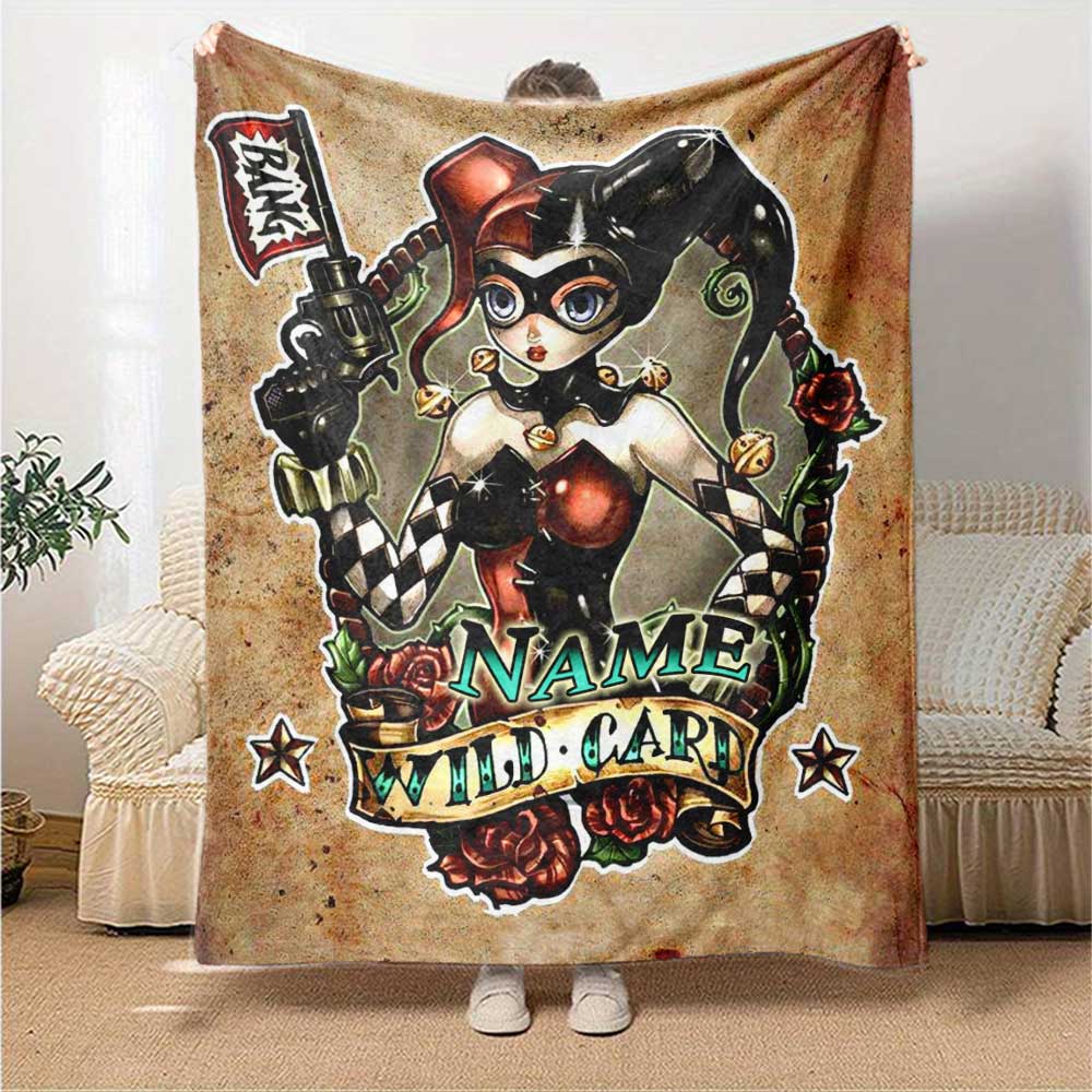 Warner (17) Customize Text Blanket Cozy Personalized Blanket Soft Warm Cozy Versatile for Living Room Office Couch Seaside Ideal for All Seasons