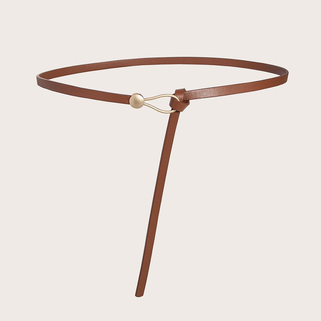 Тонкий пояс из ПУ с металлической пряжкой для повседневного платья и в стиле ретро