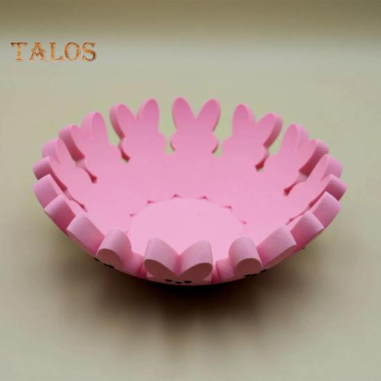 Поднос для конфет в виде розового кролика для пасхальных украшений. Праздничная подарочная корзина в виде кролика для пасхальных подарков. Домашний декор для семьи.