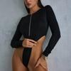 Women's Long Sleeve Slim Bodysuit Zipper Hottie Tops